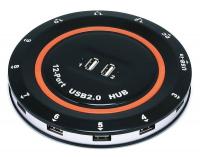 5XGE2 USB Hub, 2.0, 12Ports, Black