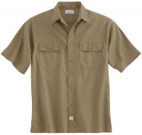 5XRN3 Short Sleeve Shirt, Khaki, Poly/Cott, L