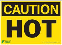 5YFY8 Caution Sign, 10 x 14In, BK/YEL, Hot, ENG