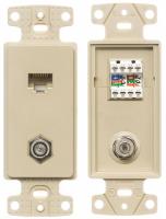 5YLX2 Wall Plate and Jack, Cat 5e/F-Type, Ivory