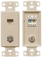 5YLX4 Wall Plate and Jack, Cat 5e/F-Type, Almond