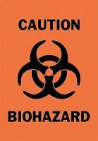 5Z878 Biohazard Sign, 10 x 7In, BK/ORN, SYM, SURF