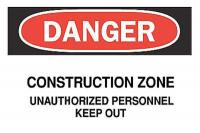 5Z980 Danger Sign, 10 x 14In, R and BK/WHT, ENG