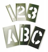 6A232 Interlocking Stencil, Numb &amp; Letters, Brass