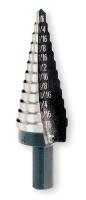 6A922 HSS Step Drill Bit, 3/16-7/8 In, Step 1/16