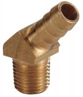 6AFR5 Hose Barb, 45 Deg, 3/8 In, 1/4 MNPT, Brass