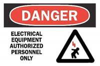 6BT41 Danger Sign, 10 x 14In, R and BK/WHT, ENG