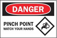 6BT57 Danger Sign, 10 x 14In, R and BK/WHT, ENG