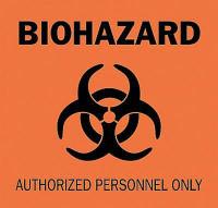 6BX26 Biohazard Sign, 7 x 10In, BK/ORN, SURF