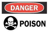 6BZ45 Danger Sign, 7 x 10In, R and BK/WHT, Poison