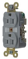 6C599 Receptacle, Duplex, 15A, 125V, GY, Industrial