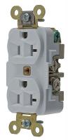 6C607 Receptacle, Duplex, 20A, 125V, WH, Industrial