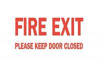 6CC86 Fire Door Sign, 10 x 14In, R/WHT, ENG, Text