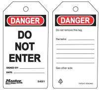 6CCZ1 Danger Tag, 5-3/4 x 3 In, Bk and R/Wht, PK6