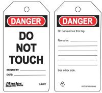 6CCZ8 Danger Tag, 5-3/4 x 3 In, Bk and R/Wht, PK6