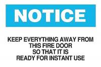6CD22 Fire Door Sign, 7 x 10In, BL and BK/WHT