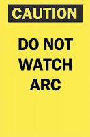 6CD68 Caution Sign, 10 x 7In, BK/YEL, ENG, Text