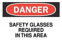 6CD99 Danger Sign, 7 x 10In, R and BK/WHT, ENG