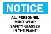 6CF08 Notice Sign, 7 x 10In, BL and BK/WHT, ENG