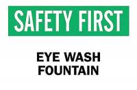 6CF26 Eye Wash Sign, 7 x 10In, GRN and BK/WHT