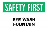 6CF27 Eye Wash Sign, 10 x 14In, GRN and BK/WHT