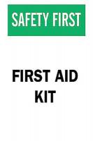 6CF28 First Aid Sign, 10 x 7In, GRN and BK/WHT