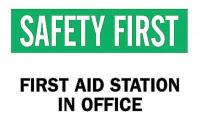 6CF32 First Aid Sign, 7 x 10In, GRN and BK/WHT