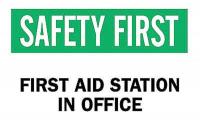 6CF33 First Aid Sign, 10 x 14In, GRN and BK/WHT