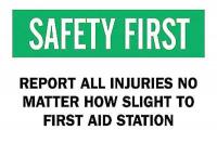 6CF35 First Aid Sign, 7 x 10In, GRN and BK/WHT