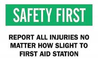6CF36 First Aid Sign, 10 x 14In, GRN and BK/WHT