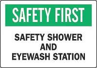 6CF38 Safety Shower Sign, 10 x 14In, ENG, Text