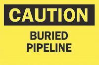 6CF82 Caution Sign, 7 x 10In, BK/YEL, Buried PPLN