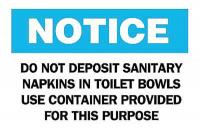 6CG59 Notice Sign, 7 x 10In, BL and BK/WHT, ENG