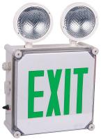 6CGN4 Exit Sign w/Emergency Lights, 2.5W, Grn