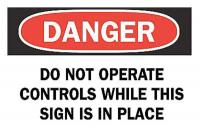 6CJ23 Danger Sign, 7 x 10In, R and BK/WHT, ENG