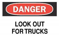 6CJ69 Danger Sign, 7 x 10In, R and BK/WHT, ENG