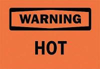 6CK49 Warning Sign, 10 x 14In, BK/ORN, Hot, ENG