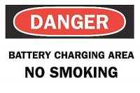 6CK84 Danger No Smoking Sign, 10 x 14In, ENG