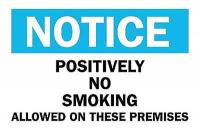 6CL09 Notice No Smoking Sign, 7 x 10In, ENG, Text