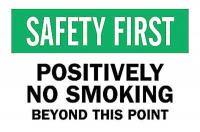6CL14 No Smoking Sign, 10 x 14In, GRN and BK/WHT