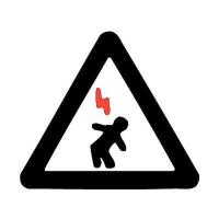 6CL84 Danger Sign, 7 x 10In, R and BK/WHT, SYM