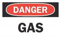 6CP22 Danger Sign, 10 x 14In, R and BK/WHT, Gas