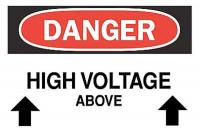 6CR29 Danger Sign, 7 x 10In, R and BK/WHT, HV ABV