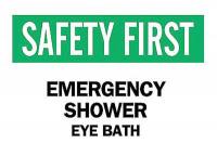 6CR65 Safety Shower Sign, 7 x 10In, ENG, Text