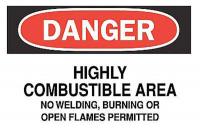 6CT61 Danger Sign, 10 x 14In, R and BK/WHT, ENG