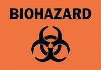 6CV24 Biohazard Sign, 7 x 10In, BK/ORN, SYM, SURF