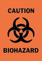 6CV61 Caution Biohazard Sign, 14 x 10In, BK/ORN