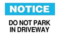 6CV88 Parking Sign, 10 x 14In, BK and BL/WHT