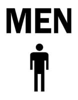 6CW71 Restroom Sign, 10 x 14In, BK/WHT, Men, ENG