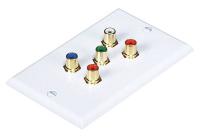 6CZH3 Audio Video Wall Plate, 5 RCA, White